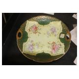 Hand Painted 2 Handle Porcelain Plate