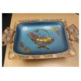 Vintage Footed Enamel Tray