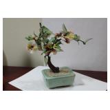 A Chinese Glass Tree on Ceramic Base