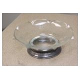 Sterling Rim Etched Glass Bowl