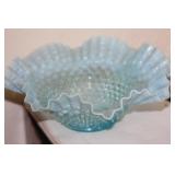 Antique Ruffle Glass Hobnail Bowl