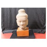 Stone? Buddha Head on Wood Stand