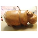 Exotic Solid Wood Hippopotamus Figure