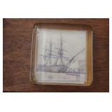 England Square Glass Paperweight