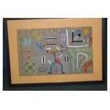 A Framed Crayon on Paper Drawing