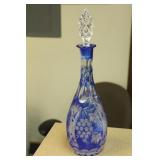 Cobalt Blue Cut Glass Decanter