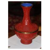 Chinese Cinnabar Style Cloisonne Vase