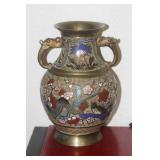 Japanese Cloisonne Dragon Handle Vase