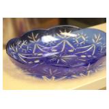 Cobalt Blue Cut Glass Bowl