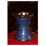 Enamel and Silverplate Candle Stick?