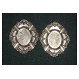 Pair of Ornate Silverplate Ashtray