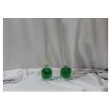 Lot of Two Green Glass Stem Vase