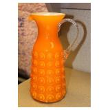 Retro Style Art Glass Orange Pitcher