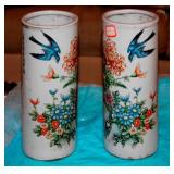 Pair of Antique Chinese Cylinder Vases