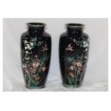 A Pair of Japanese Silverwire Cloisonne Vases