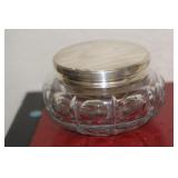Sterling Top Cut Glass Jar