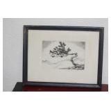 Framed Etching Lone Pine by Lyman Byxbe