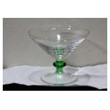 An Artglass Green Champagne Goblet