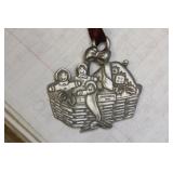Ginger Bread Pewter Basket Pendant
