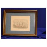 A Vintage Framed Litograph of a Clipper Ship