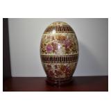 A Large, Satsuma Style Porcelain Egg on Stand