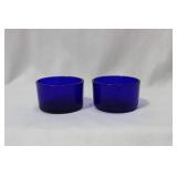 Lot of Two Cobalt Blue Glass Salt Containers