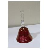 An Etched Ruby Red Glass Bell