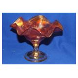 A Carnival Glass Stem Bowl