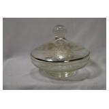 A Silver Overlay Glass Cover Dish