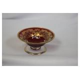 A HandPainted Ruby Red Small Stem Dish