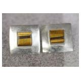 A Pair of Sterling and Tiger Eye Earrings