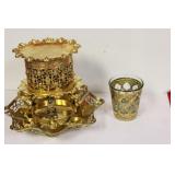 Lot of 4 Brass/Glass Articles