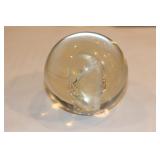 Signed and Dated Glass Paperweight