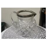 Sterling Rim Cut Glass Pitcher