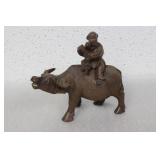 A Vintage Chinese Wooden Cow with Rider