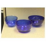 Lot of 3 Cobalt Blue Glass Bowls