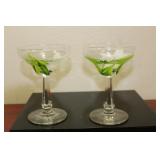 A Pair of Hand Painted Glass Goblets