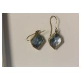 Pair of Sterling and Simulated Aquamarine Earrings