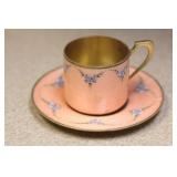 Antique Japanese Ginbari Cloisonne Cup and Saucer