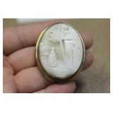 Victorian Gold Filled Cameo Pin