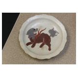 Antique Chinese or Japanese Kylin Pottery Dish