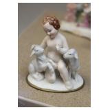 Ceramic Nude with Lambs Figurine
