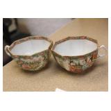 Pair of Antique Chinese Rose Medallion Octagon Cup