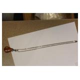 Sterling and Amber Pendant Necklace with Chain
