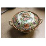 Antique Chinese Rose Medallion Cup with Lid