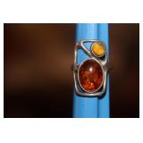 Sterling Amber Ring
