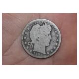 1909 Silver Barber Quarter