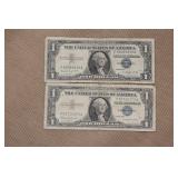 Lot of 2 1957 Blue Seal $1.00 Note