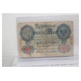 German 1910's 20 Mark Bank Note