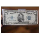 1934 $5.00 Note Blue Seal